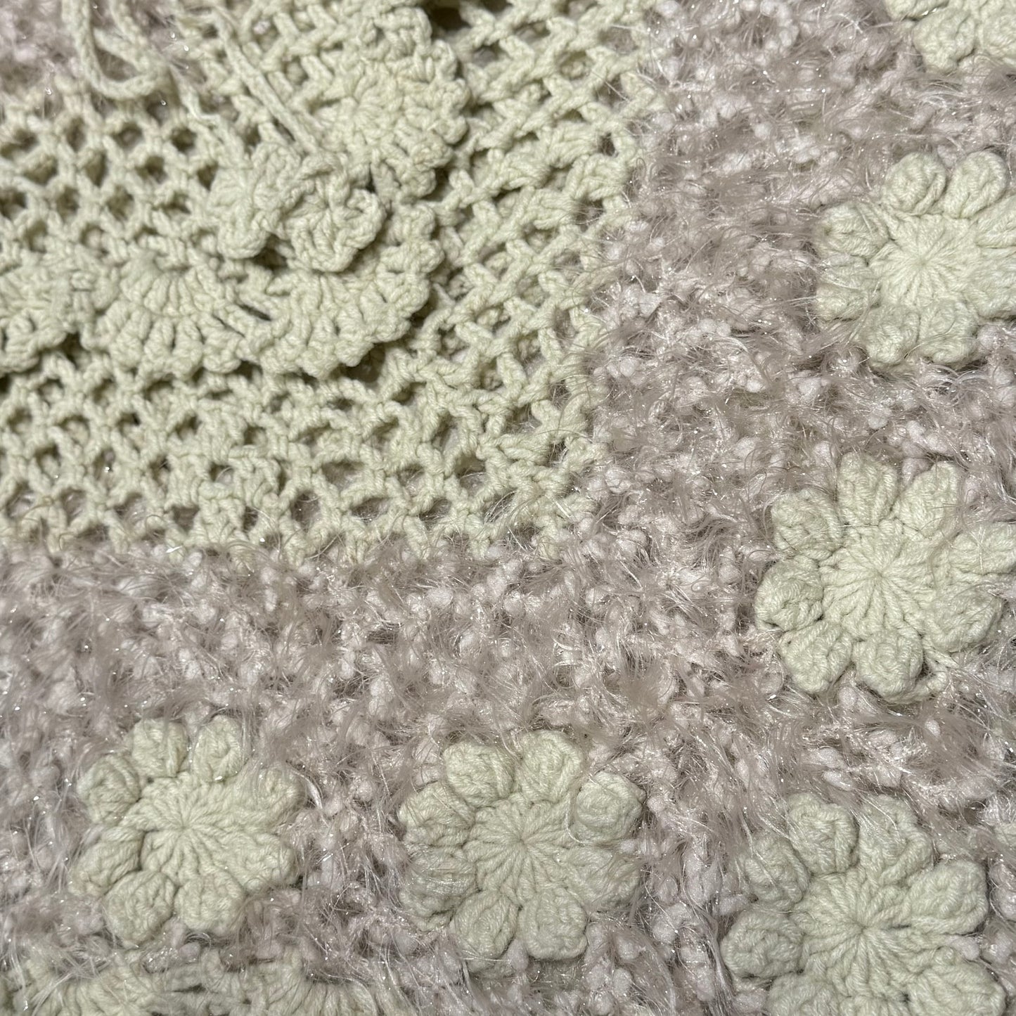 Beige glittering furry knit cloak