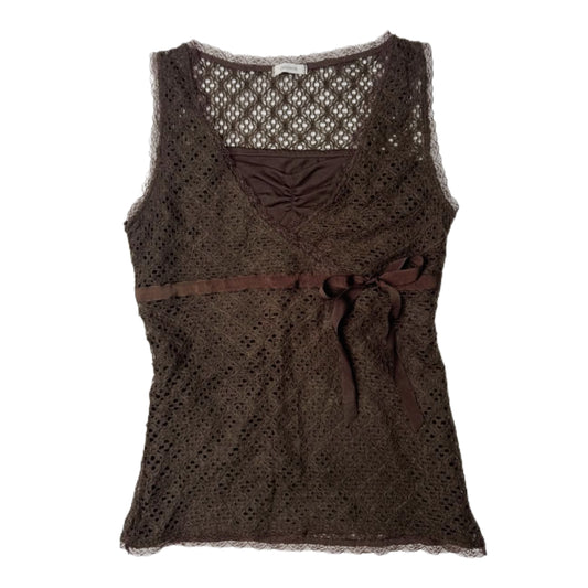 Brown lace ribbon top