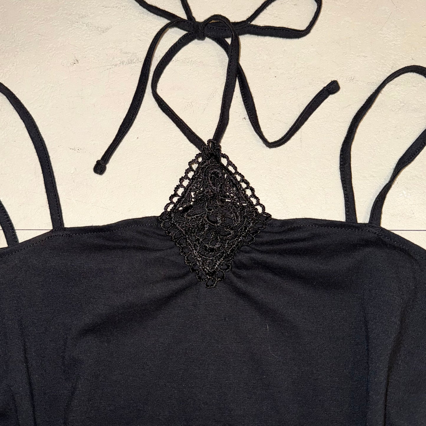 Black lace halter tank