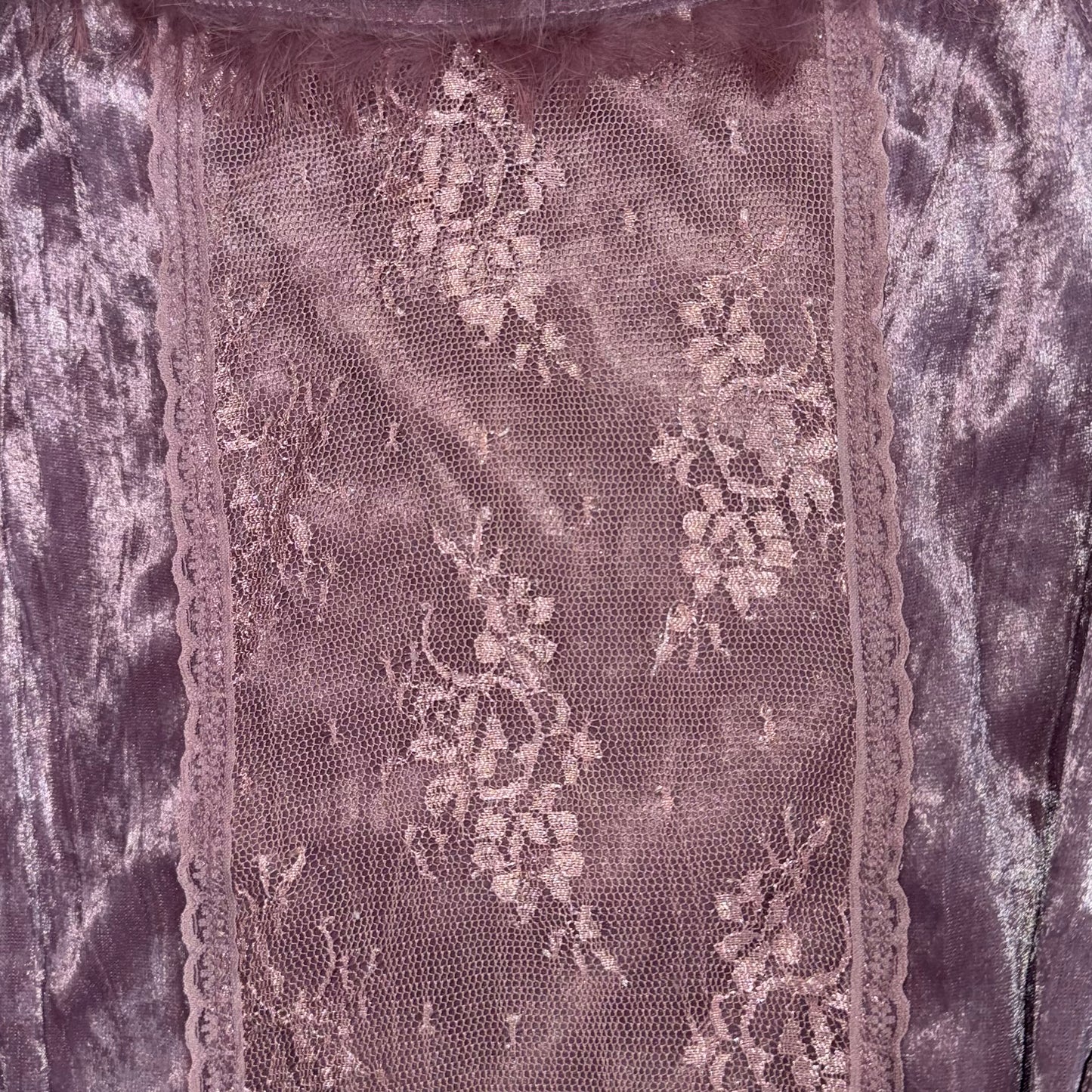 Purple fur trim velvet cami