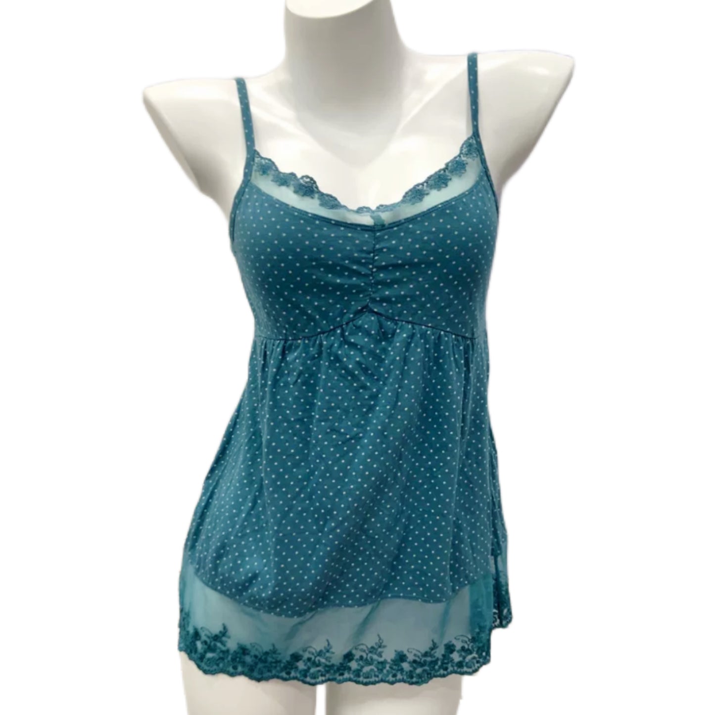 Ocean blue polka dot lace tank