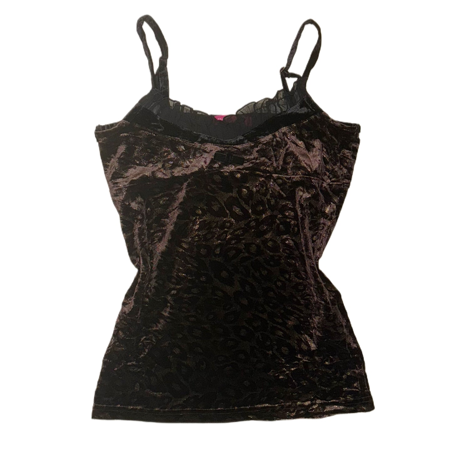 Brown leopard velvet lace tank