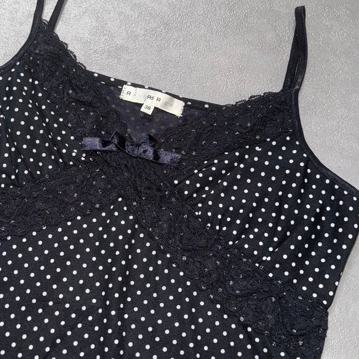 Black polka dots lace tank