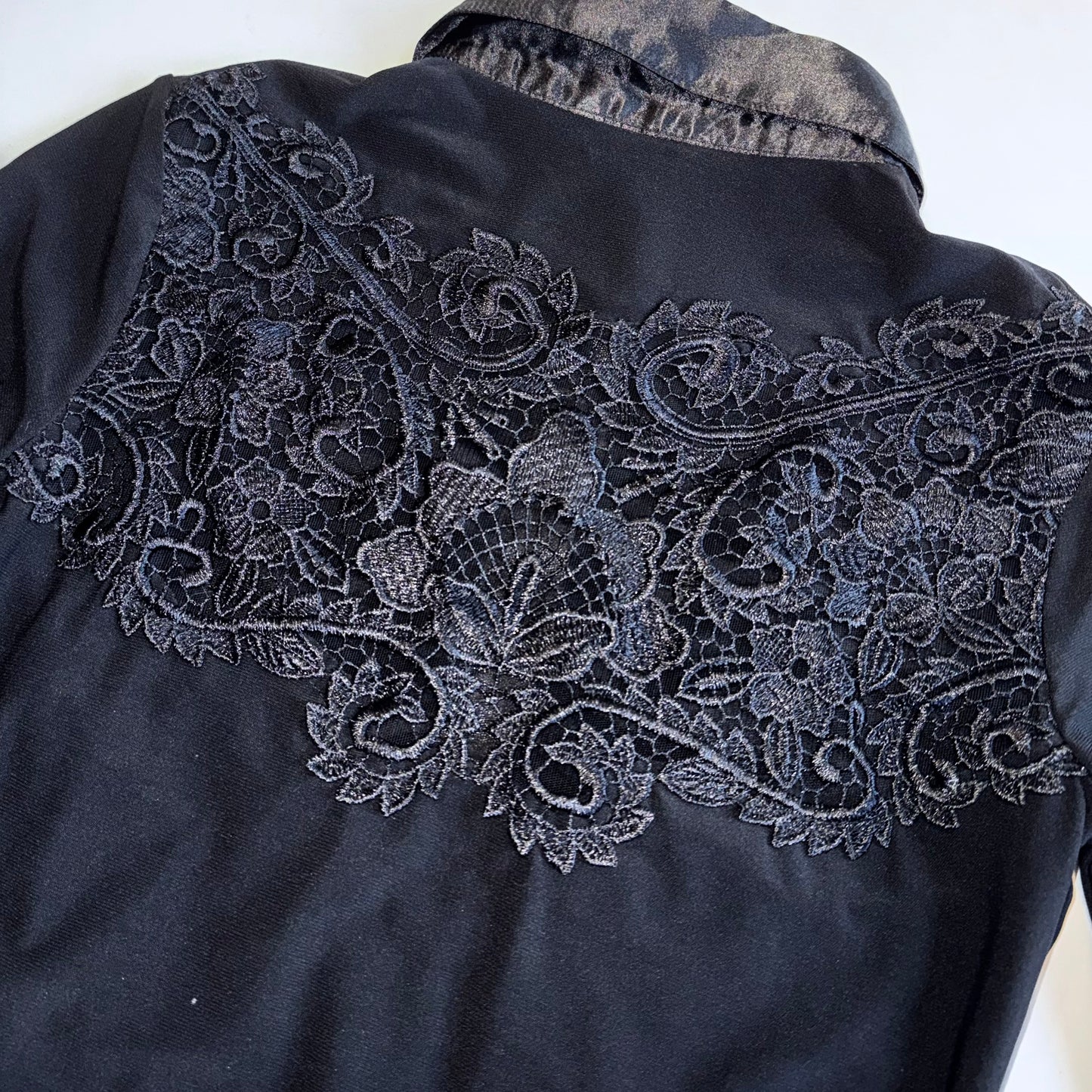 Black mesh lace shirt