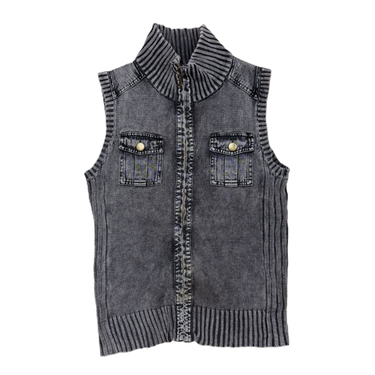 Grey knitted zip up vest