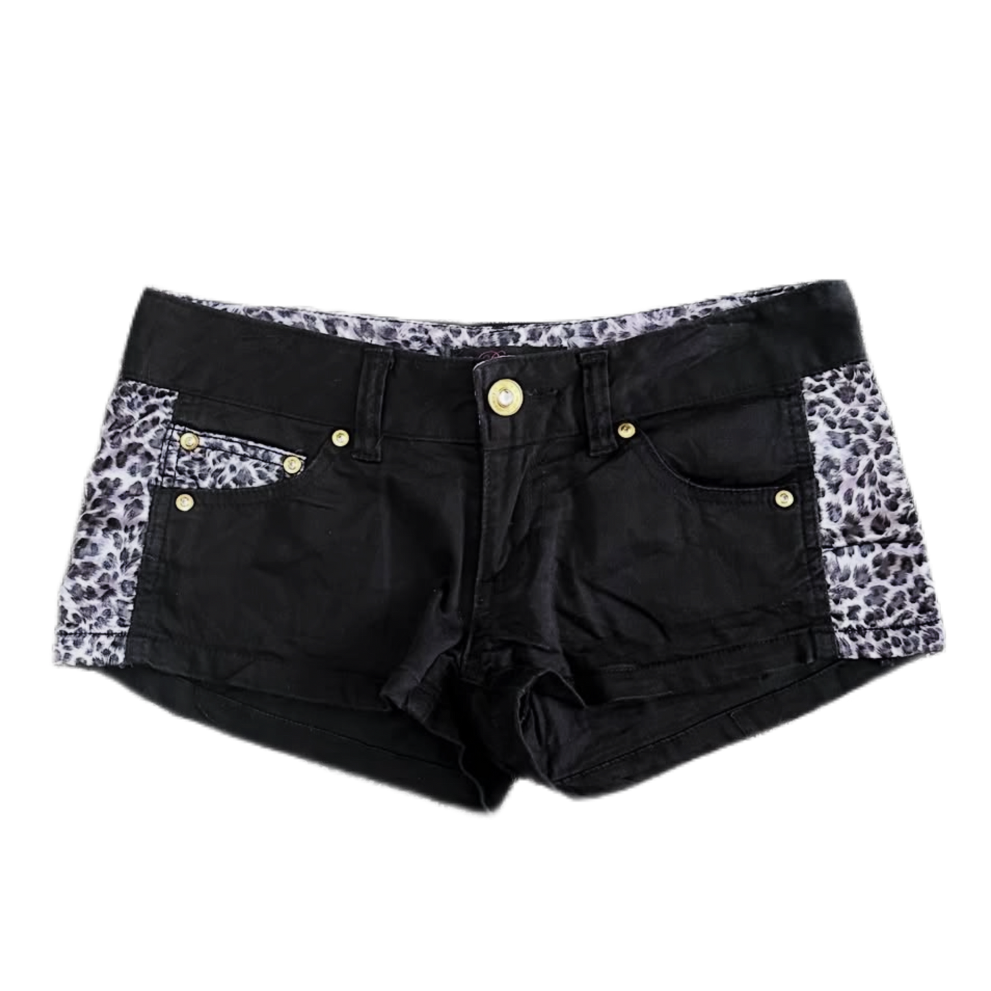 Black low waist leopard shorts