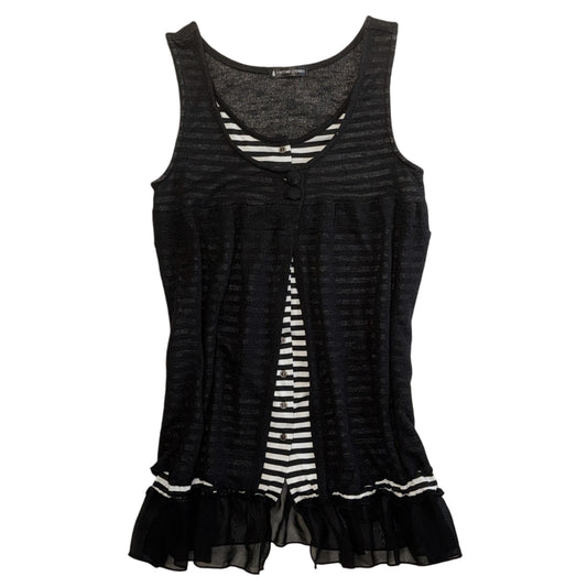 Black white stripes layered long top