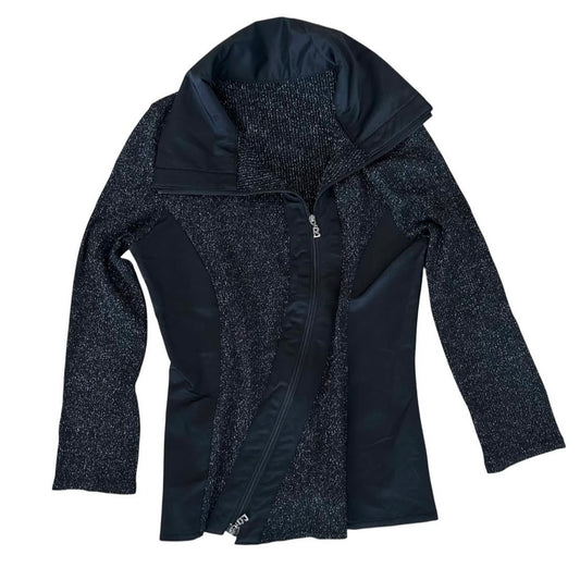 Black glittering double zip jacket