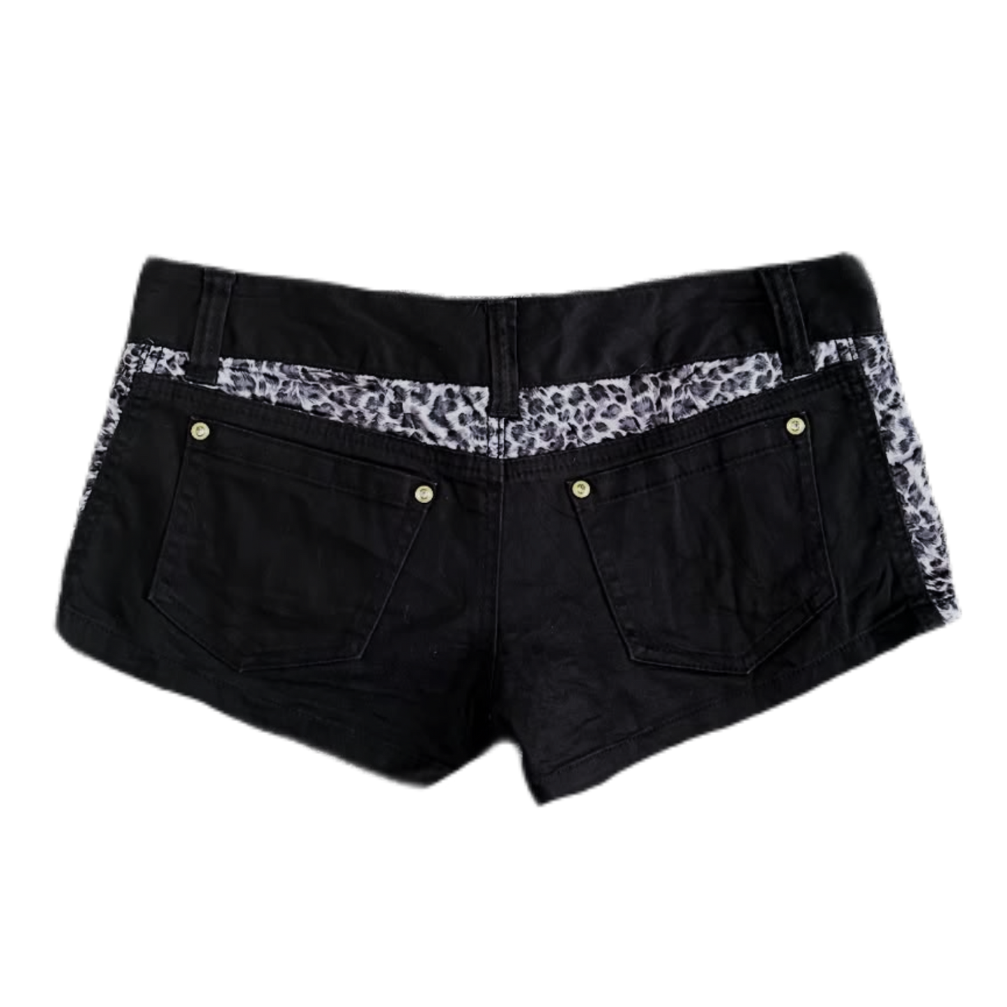 Black low waist leopard shorts