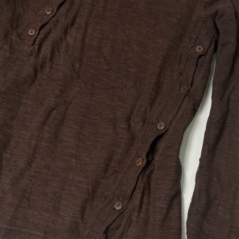 Brown buttons cotton long sleeve