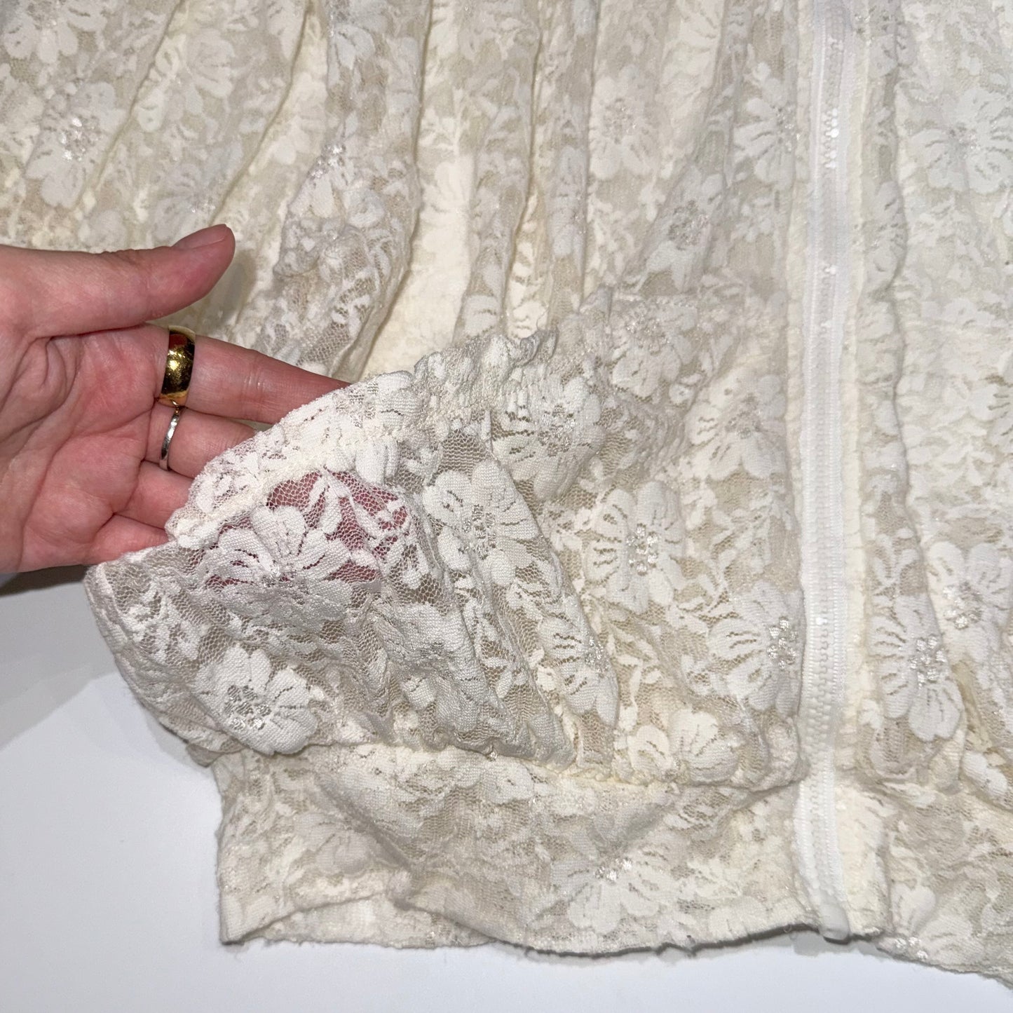 Ivory lace zip hoodie