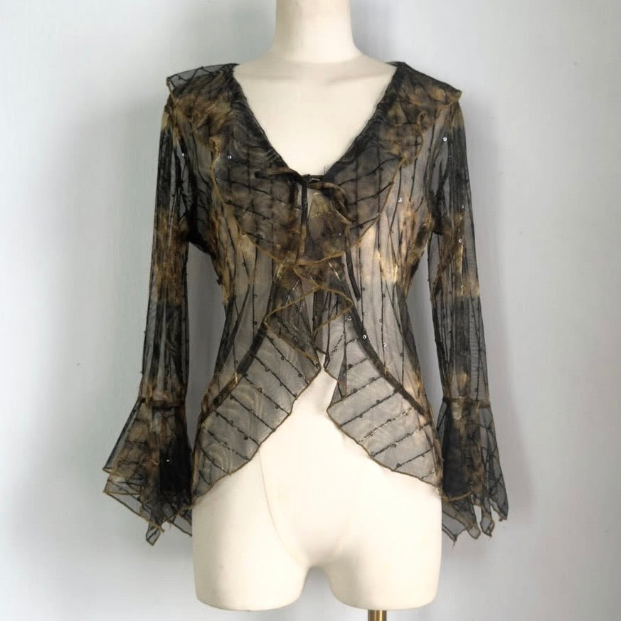 Sheer tie-front blouse