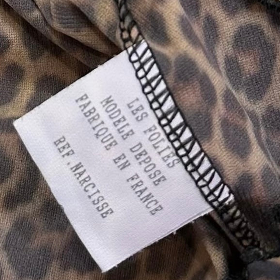 Les follies d’harry france black mesh leopard print layered skirt