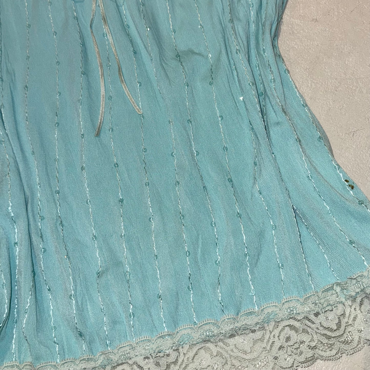 Tiffany blue embroidered lace tank