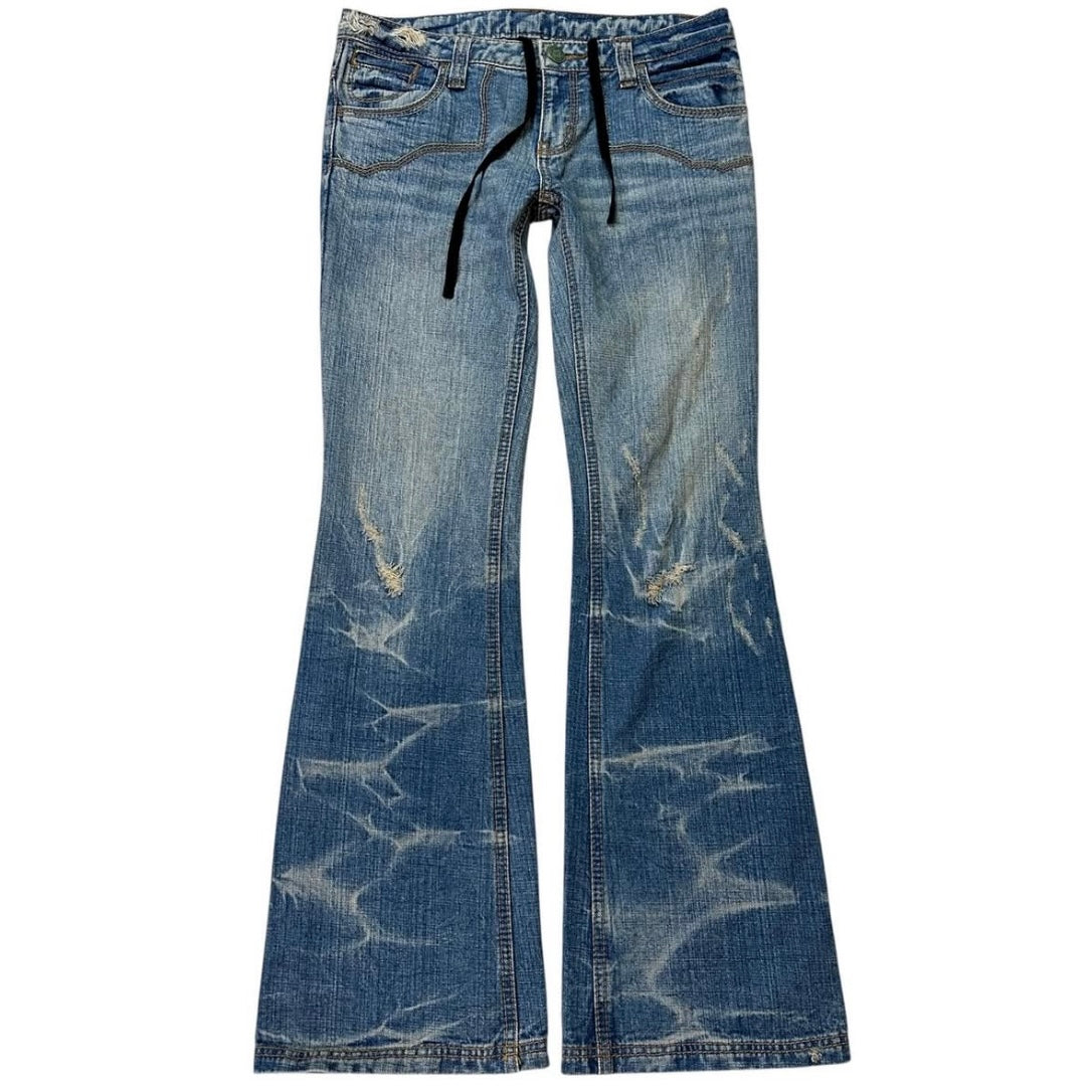 Low waist wash denim jeans