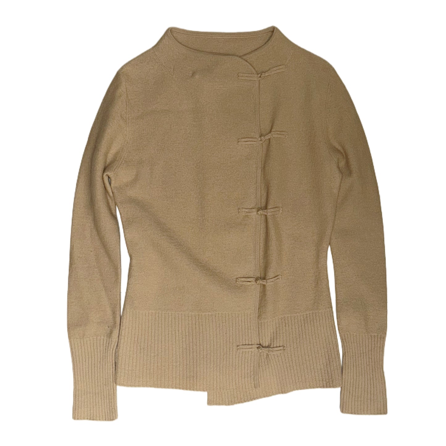 Chinese knot button beige cardigan