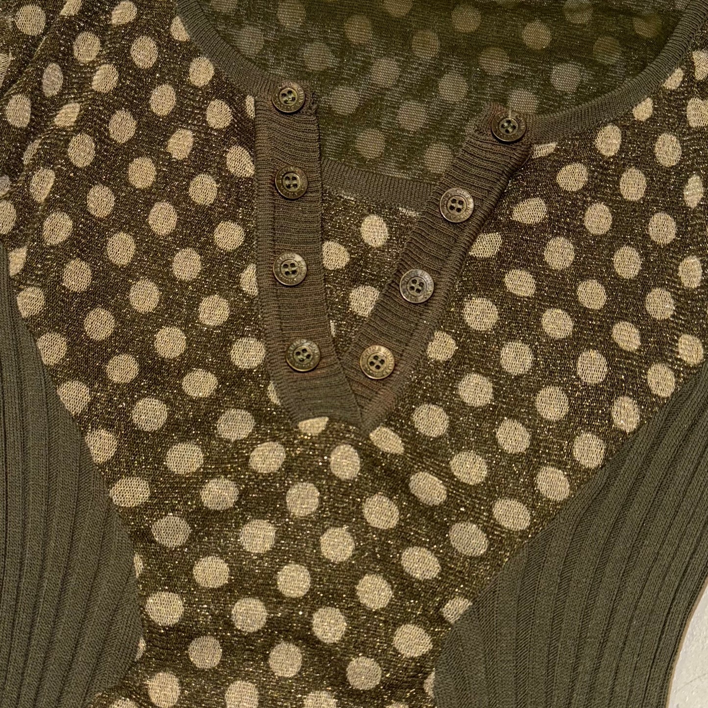 Green polka dot glittering top