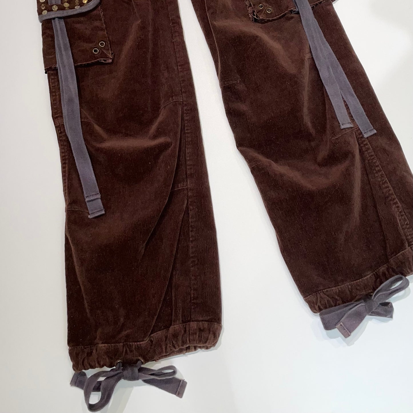 Brown embroidered corduroy pants