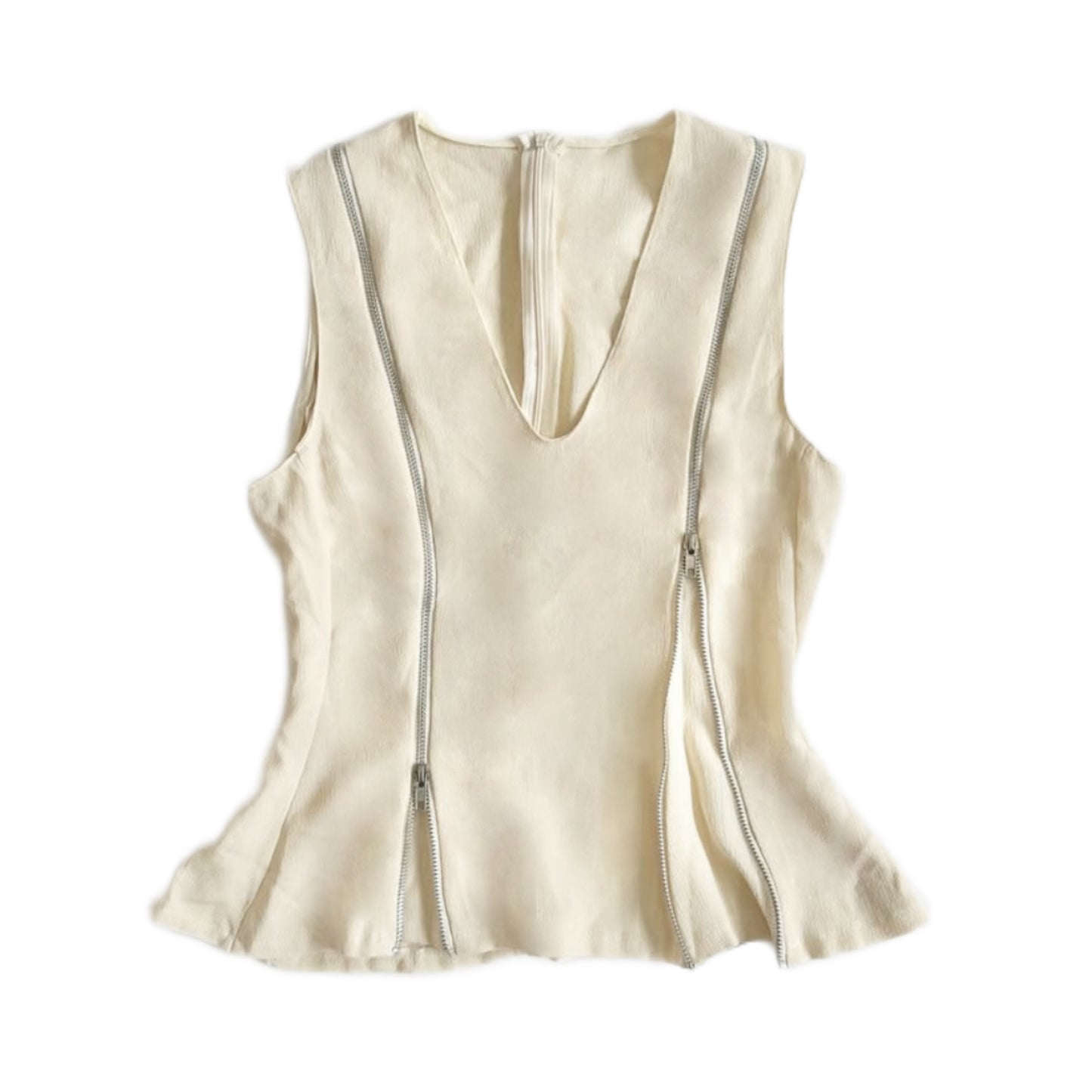 Beige slim fits zip top