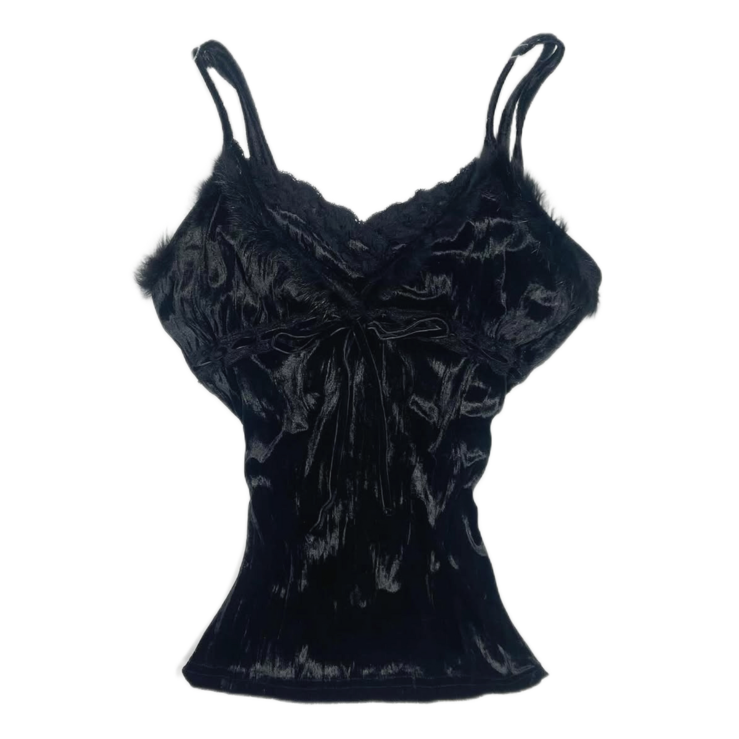 black velvet furry tank