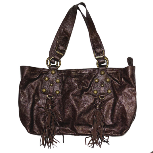 Brown rivets fringe bag