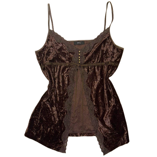 Comme Ca Ism brown velvet lace tank