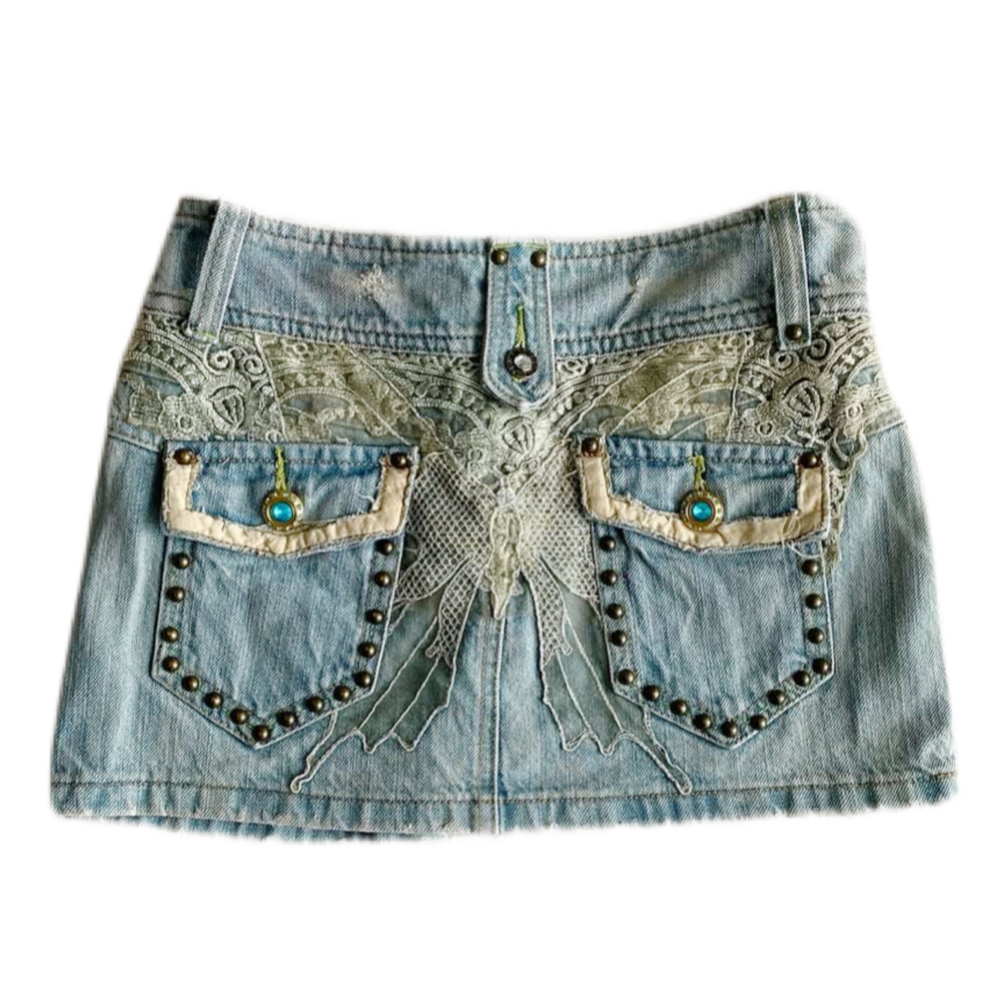 Denim lace butterfly skirt