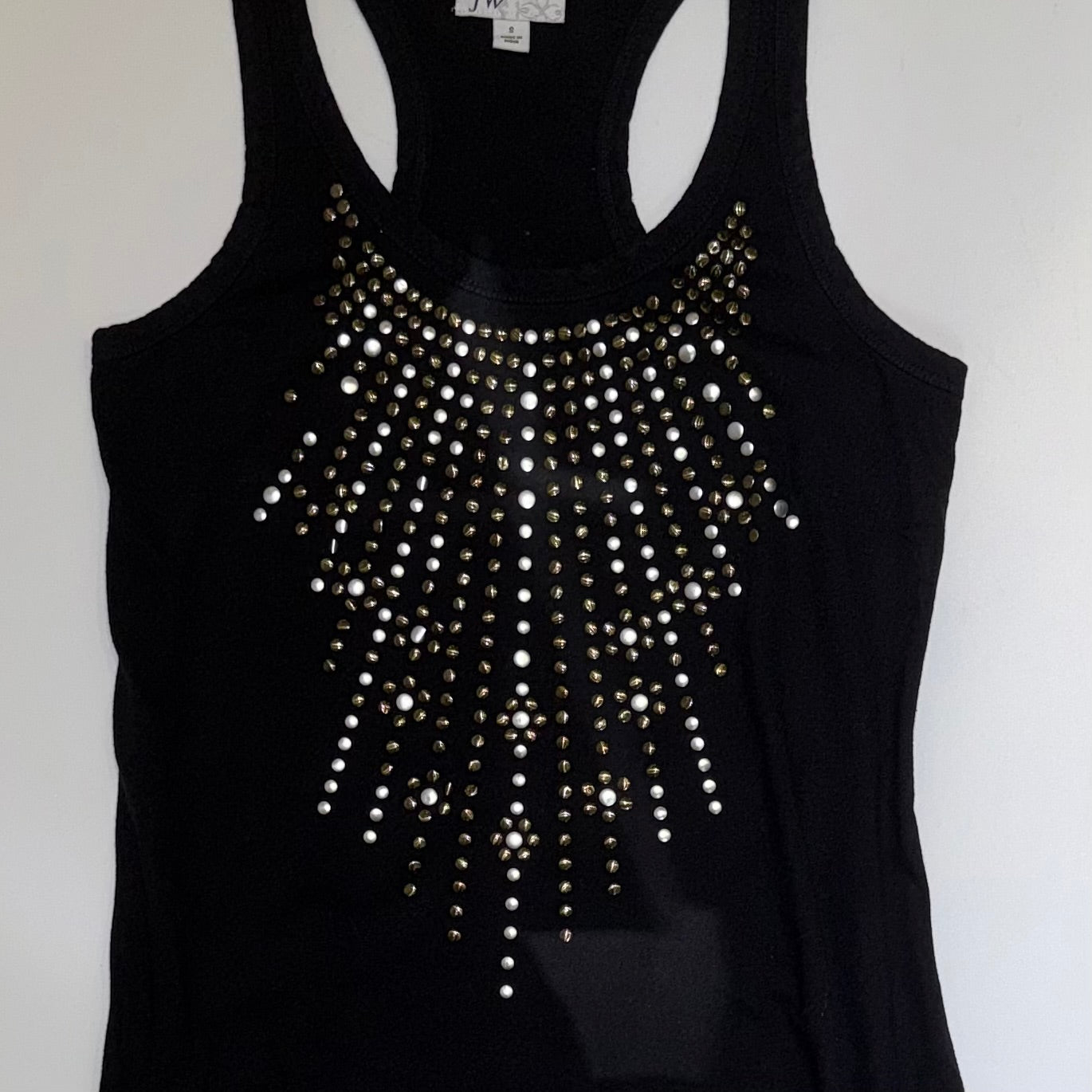Black metallic sleeveless top