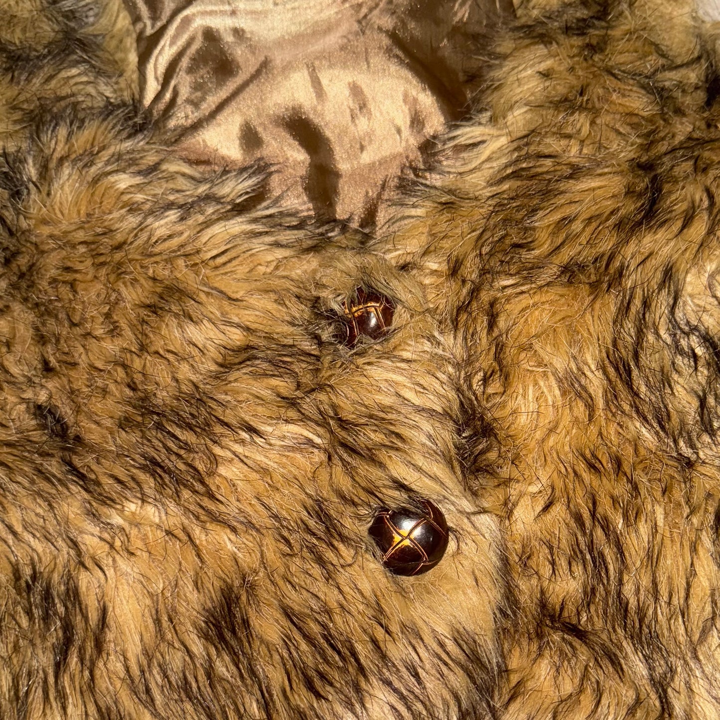 Brown furry buttons vest