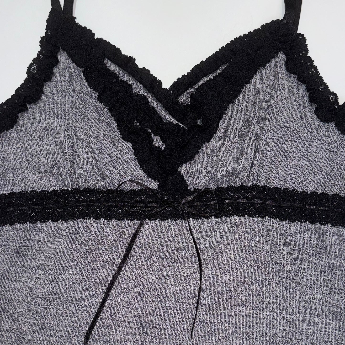 Grey black lace cami