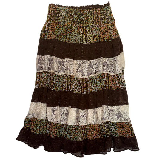 Brown floral lace skirt