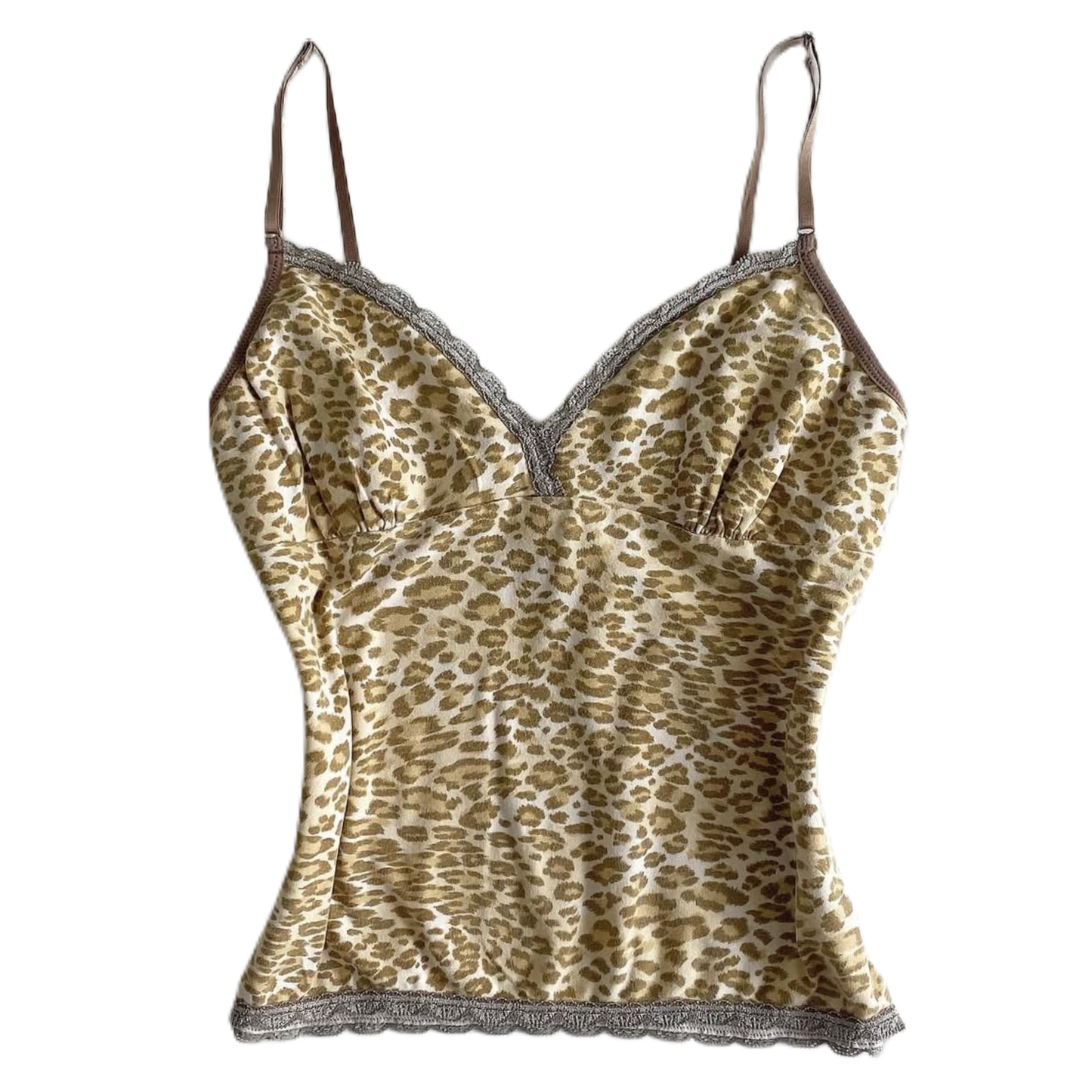 Brown leopard print lace tank