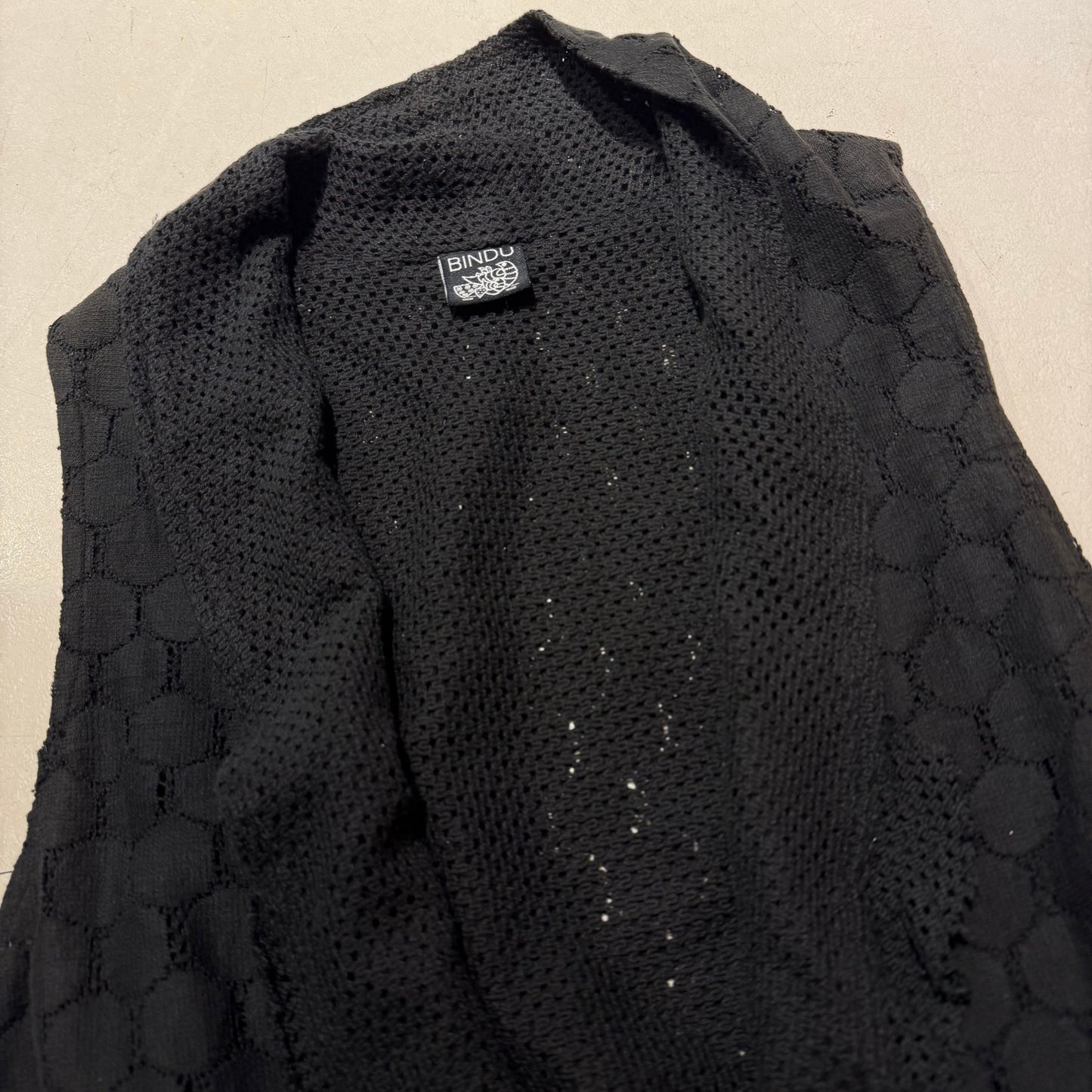 Black polka dot lace draped vest