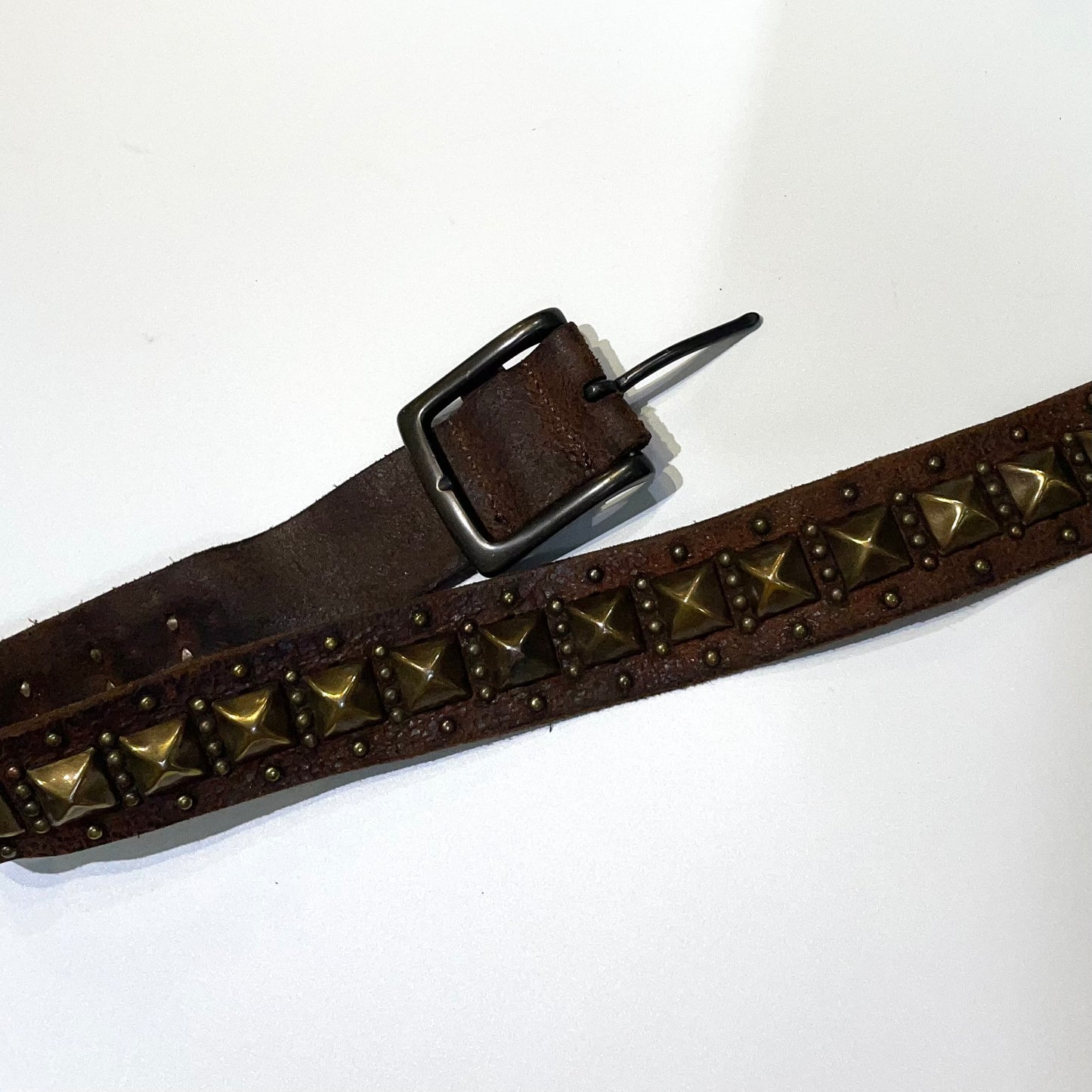 Evisu brown rivets leather belt