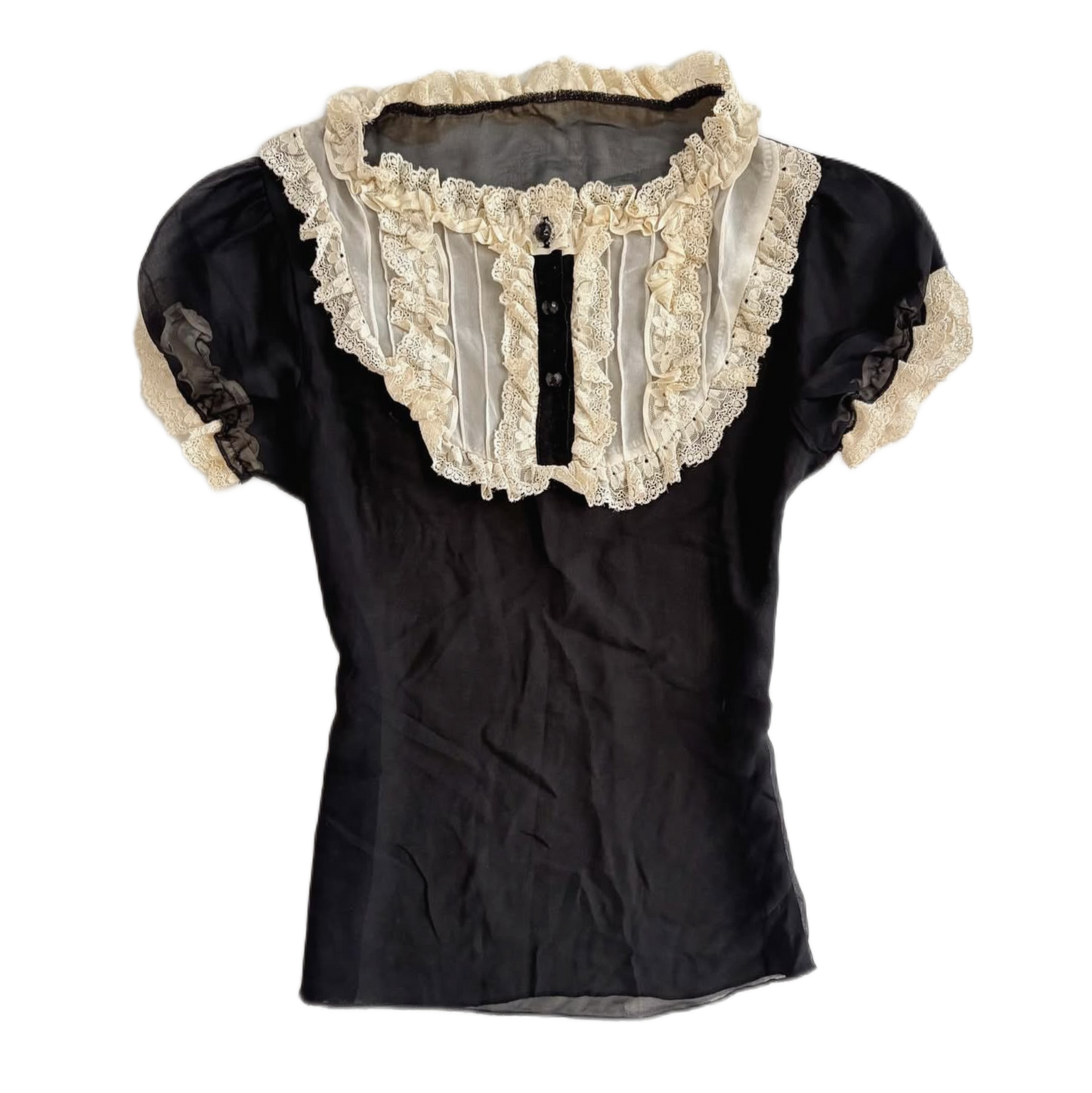 Black mesh lace shirt