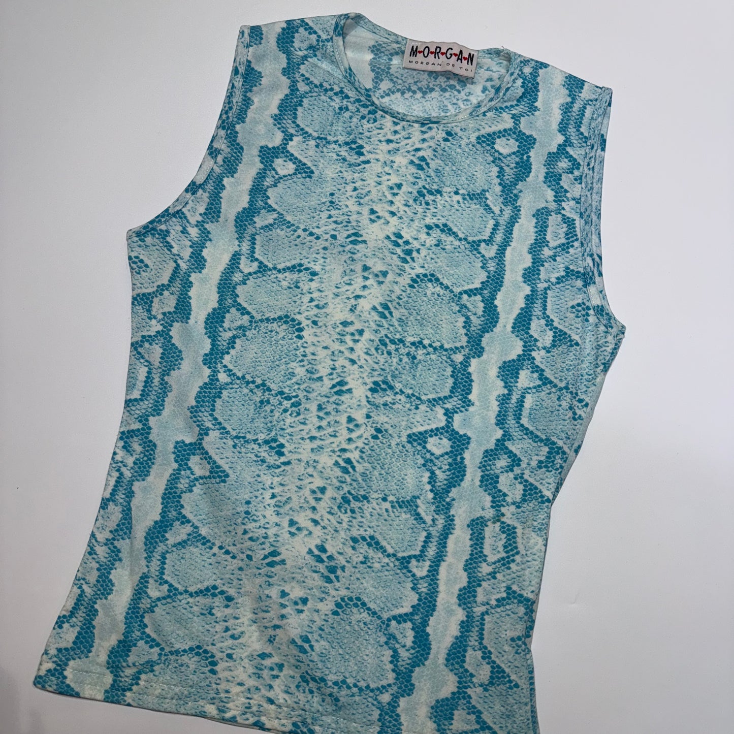Morgan De Toi baby blue snake pattern top