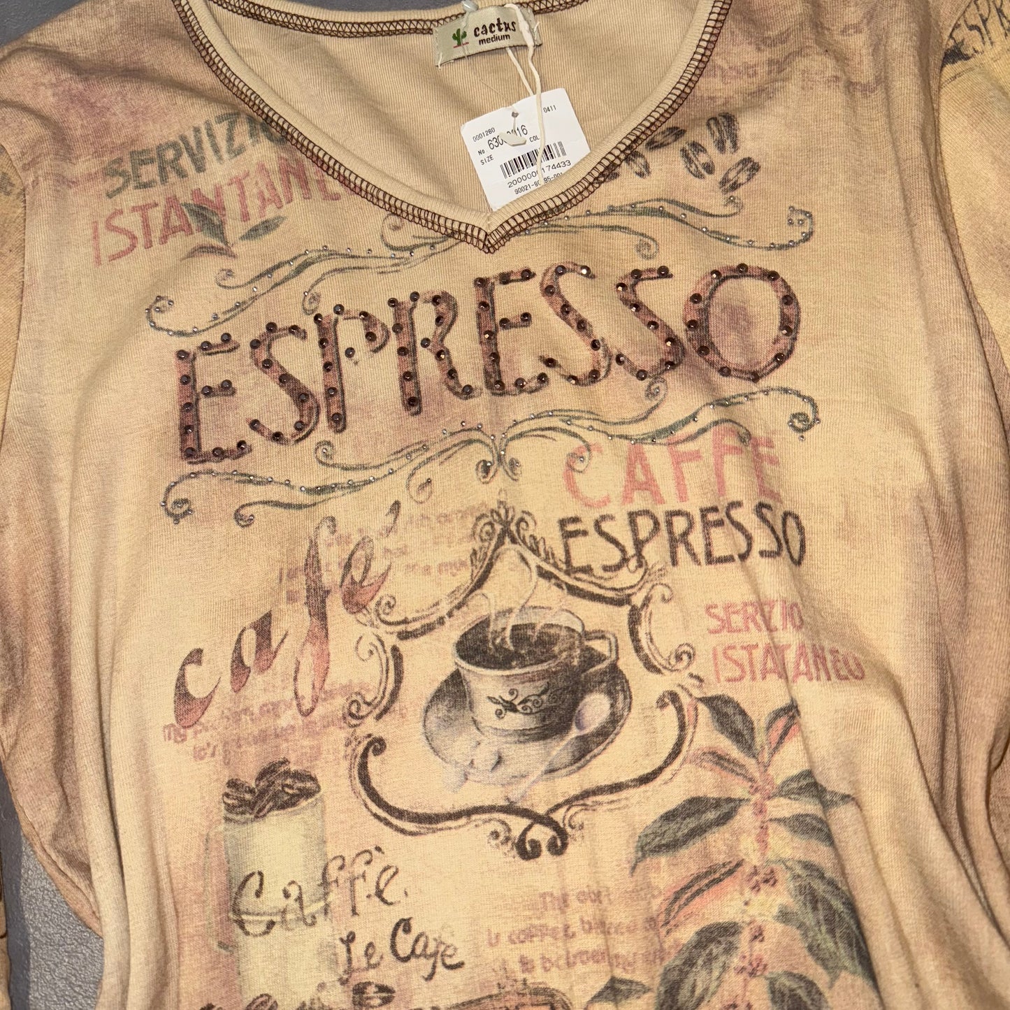 Espresso rhinestone long sleeve