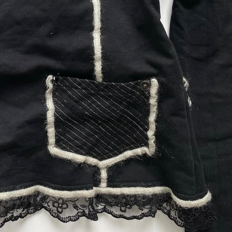 Black embroidered lace outer