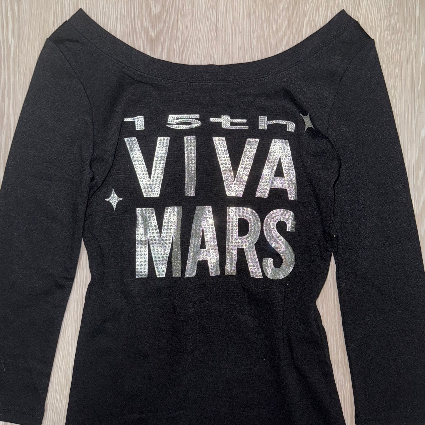 15th Viva Mars rhinestone big collar black long sleeve