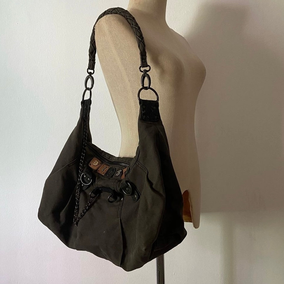 Diesel brown denim shoulder bag
