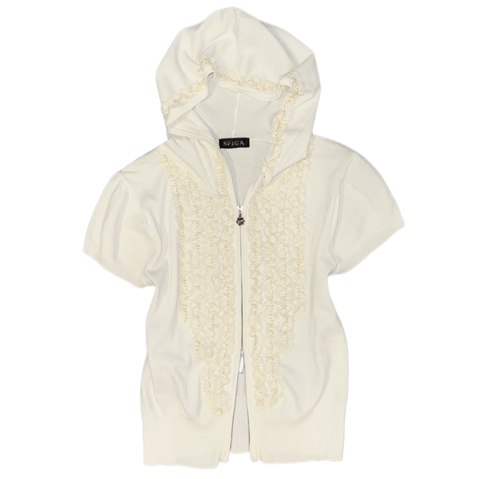 Beige lace double zip top