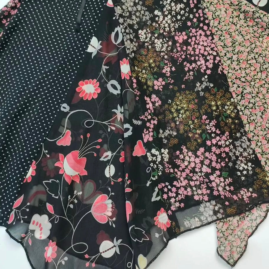 Floral patchwork mesh skirt