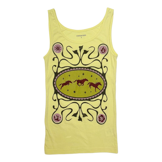 Light yellow graphic cotton top