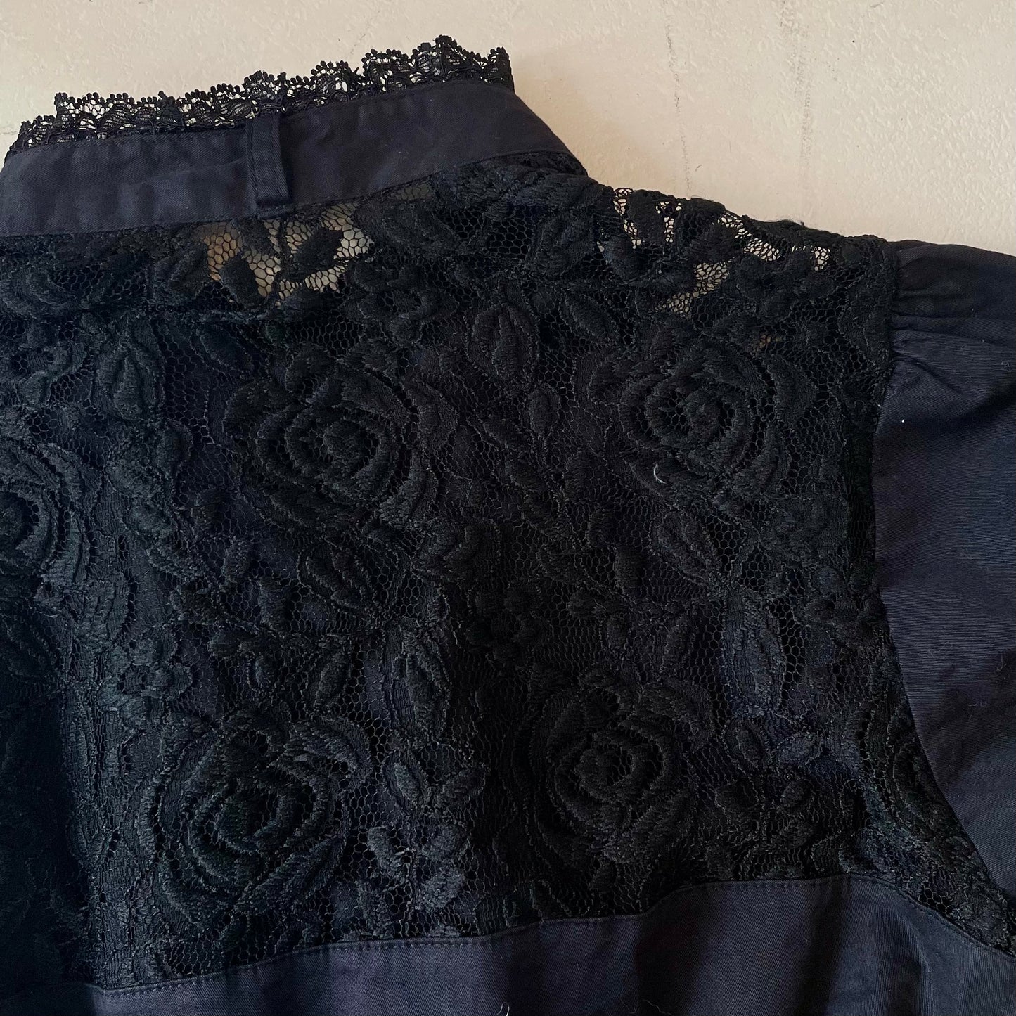 Gothic Black lace shirt and Black lace layered skirt set