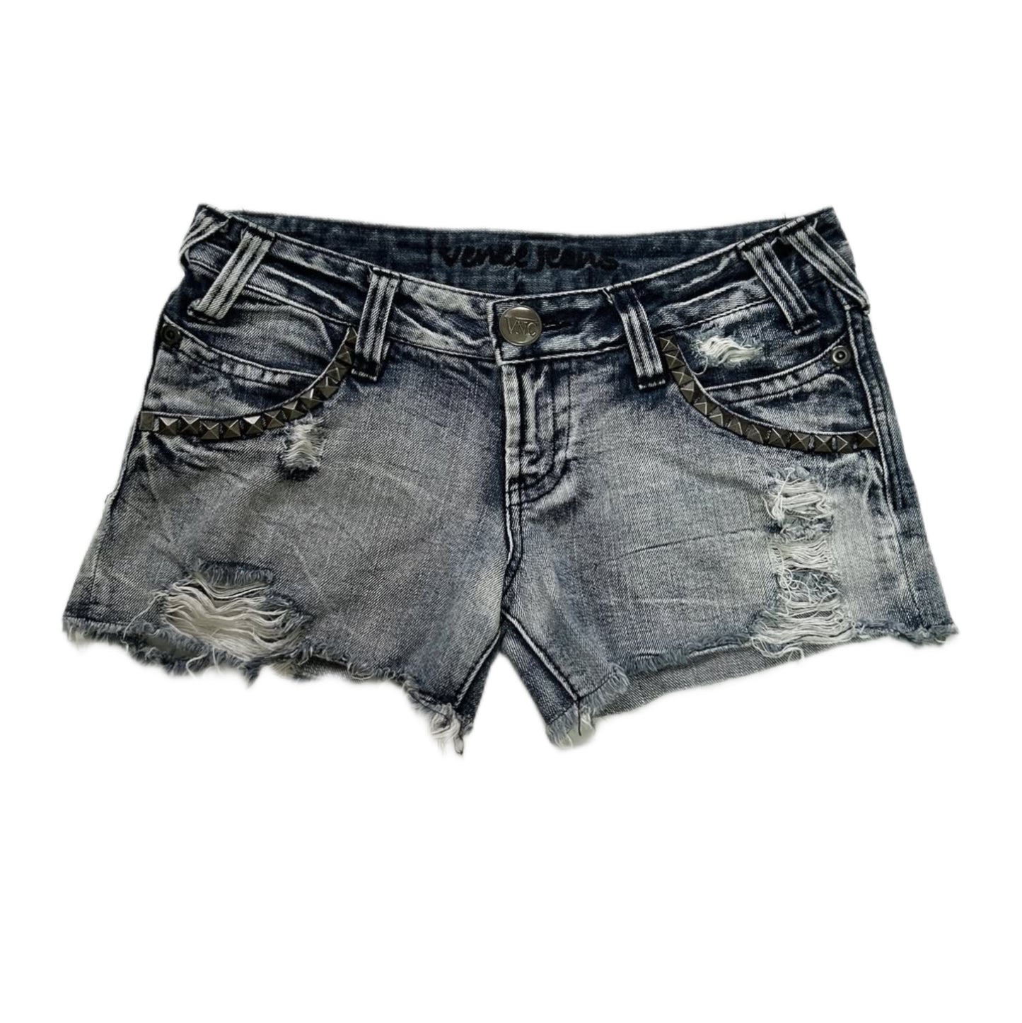 Low waist denim zip shorts