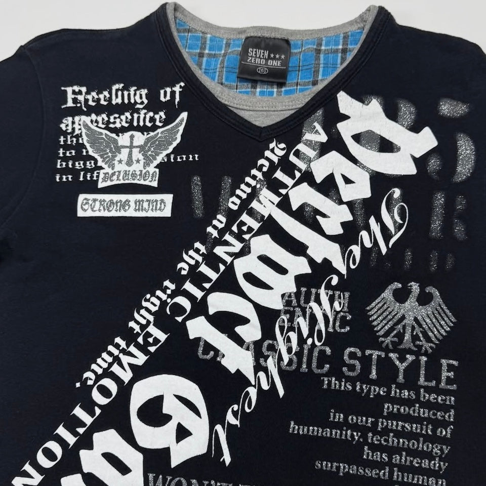 Seven zero one black grey layered top
