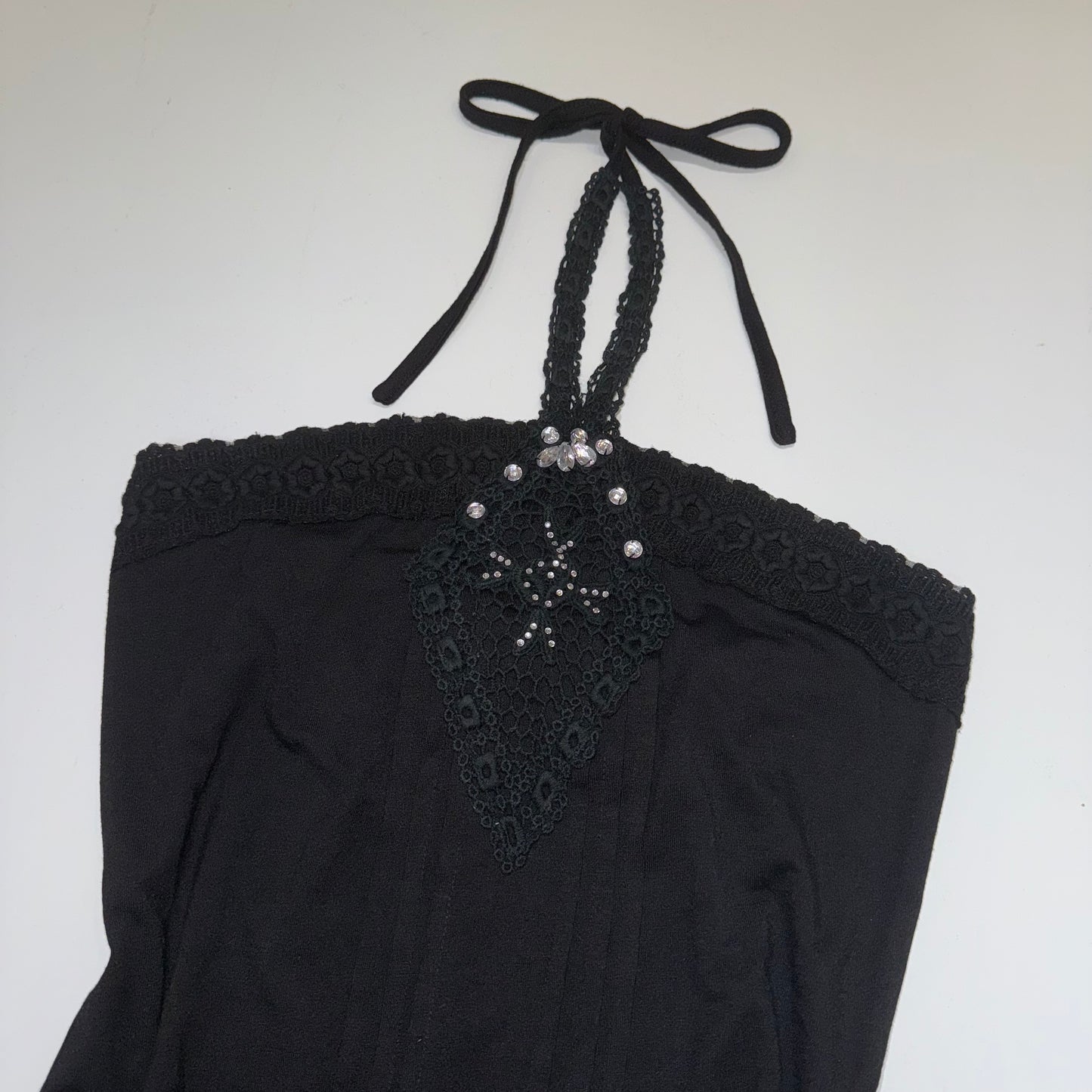Black lace halter top