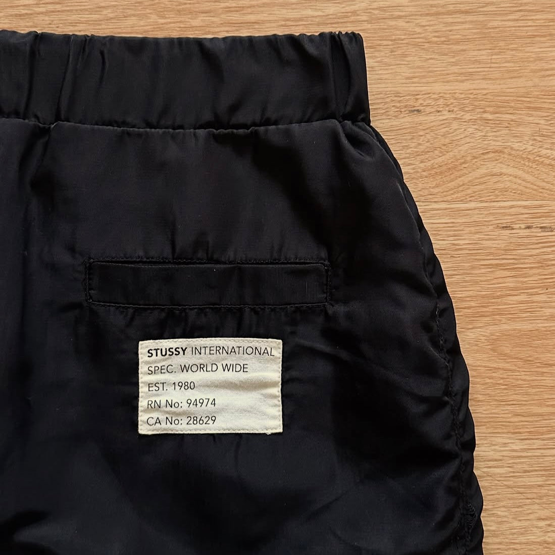 Stussy MA-1 front double zip black nylon skirt
