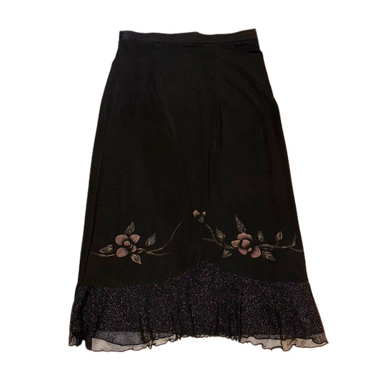 Black floral glittering skirt