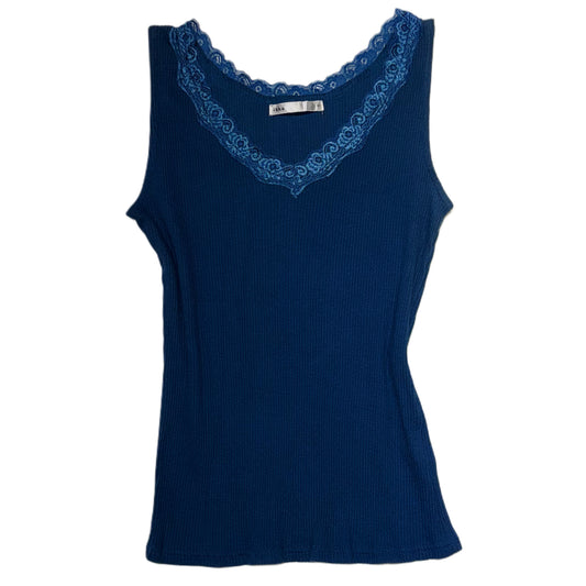 Navy v-neck lace trim tank